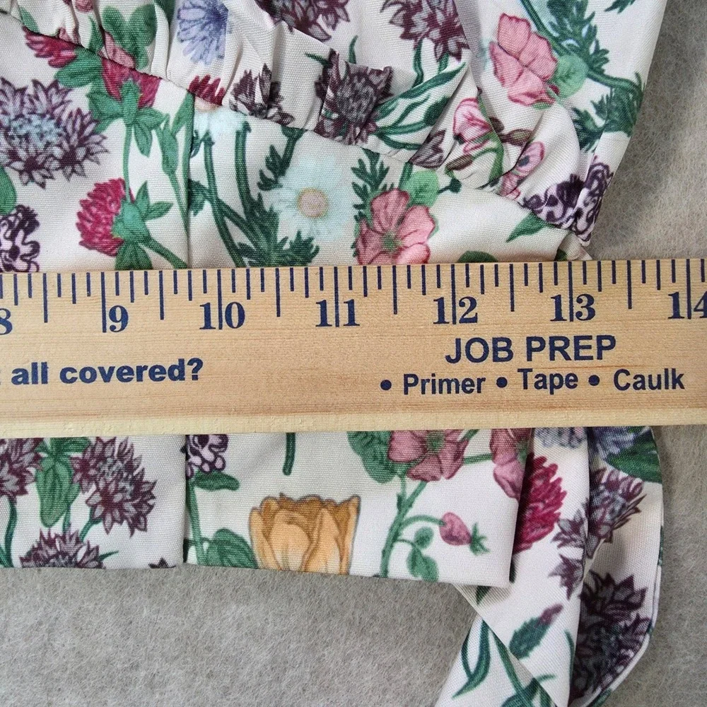 Cider Floral Puff Sleeve Milkmaid Crop Top Sz S Tie Back Bow Cottage Coquette - Picture 5 of 8